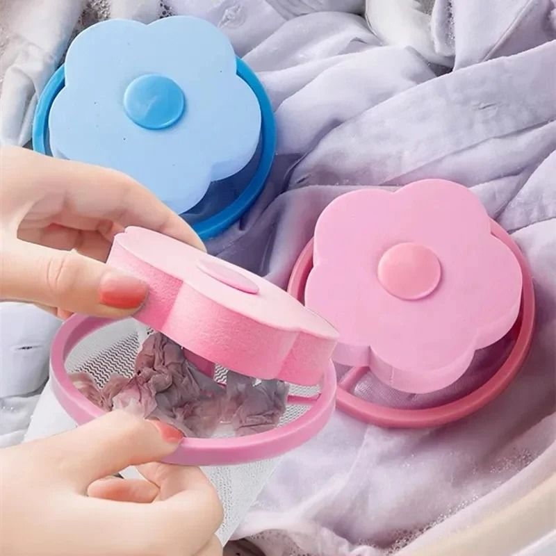 Plum Blossom Washing Machine Filter Mesh Bag for Lint and Pet Hair Removal