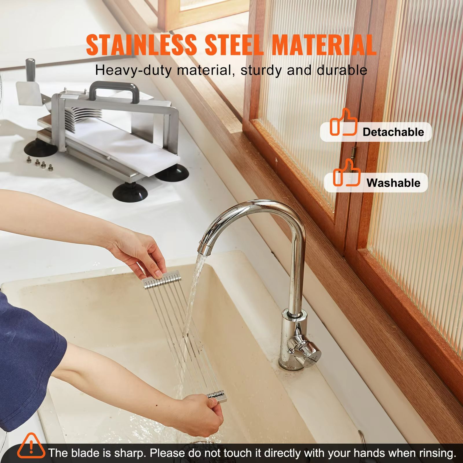 SucceBuy Heavy-Duty Stainless Steel Tomato Slicer 3/16 Inch Manual Cutter