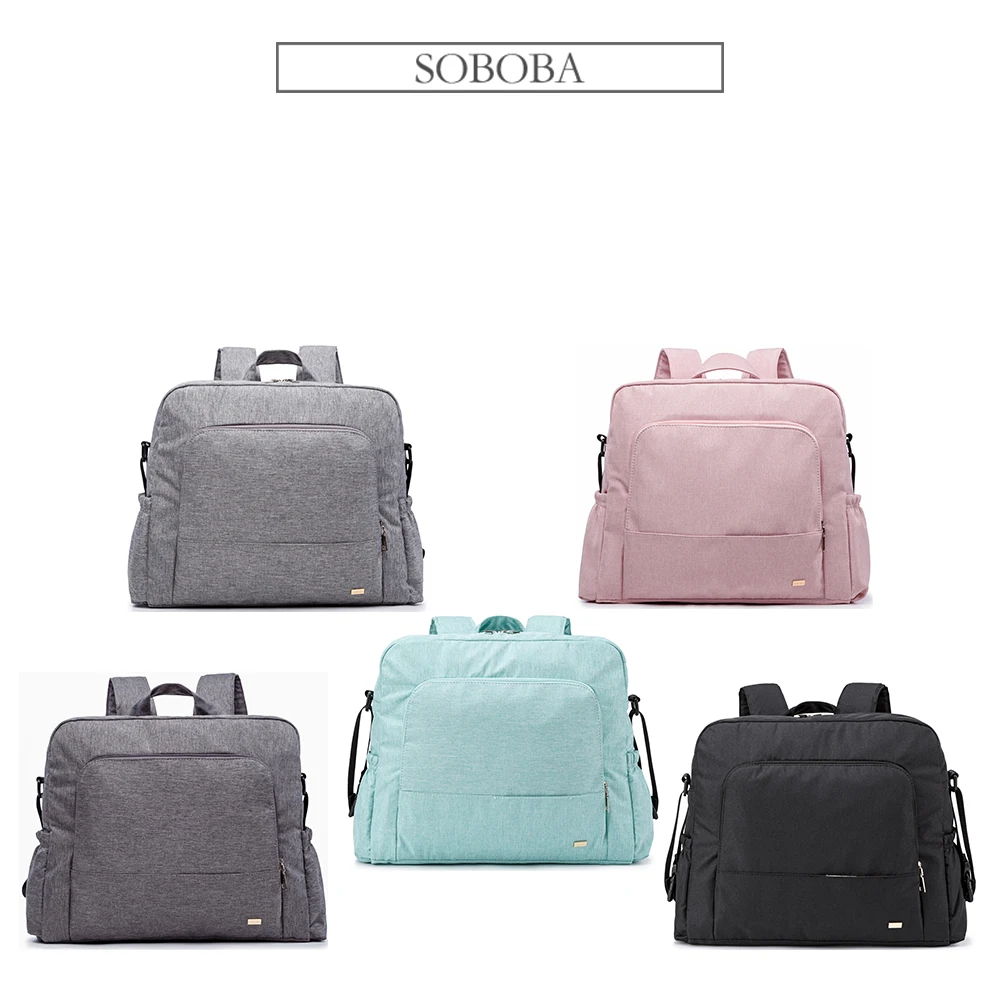 Stylish Solid Diaper Bag, Waterproof Multi-functional Nursing Backpack, Large Baby Changing Bag