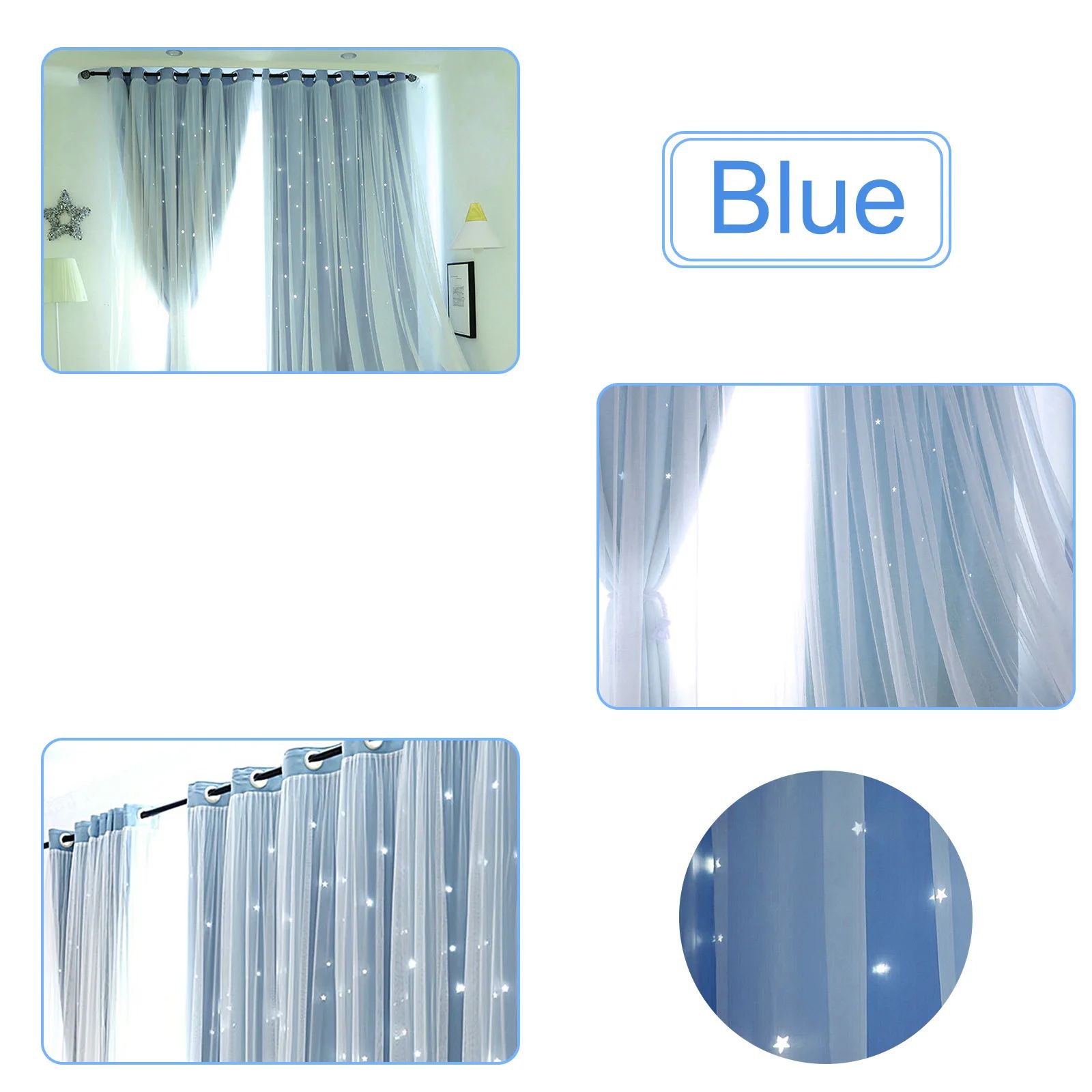 StarGlow Sheer Blackout Curtains with Decorative Hollow Design