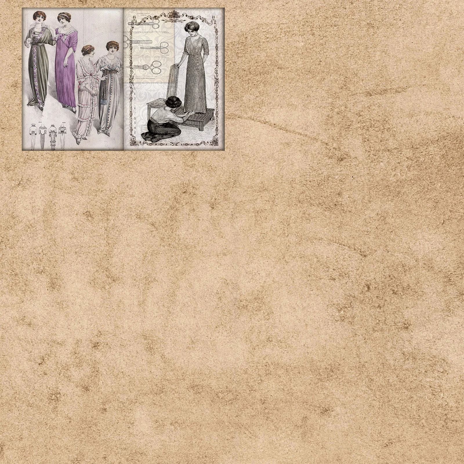 Vintage Fashion Poses Background Journaling Sheets
