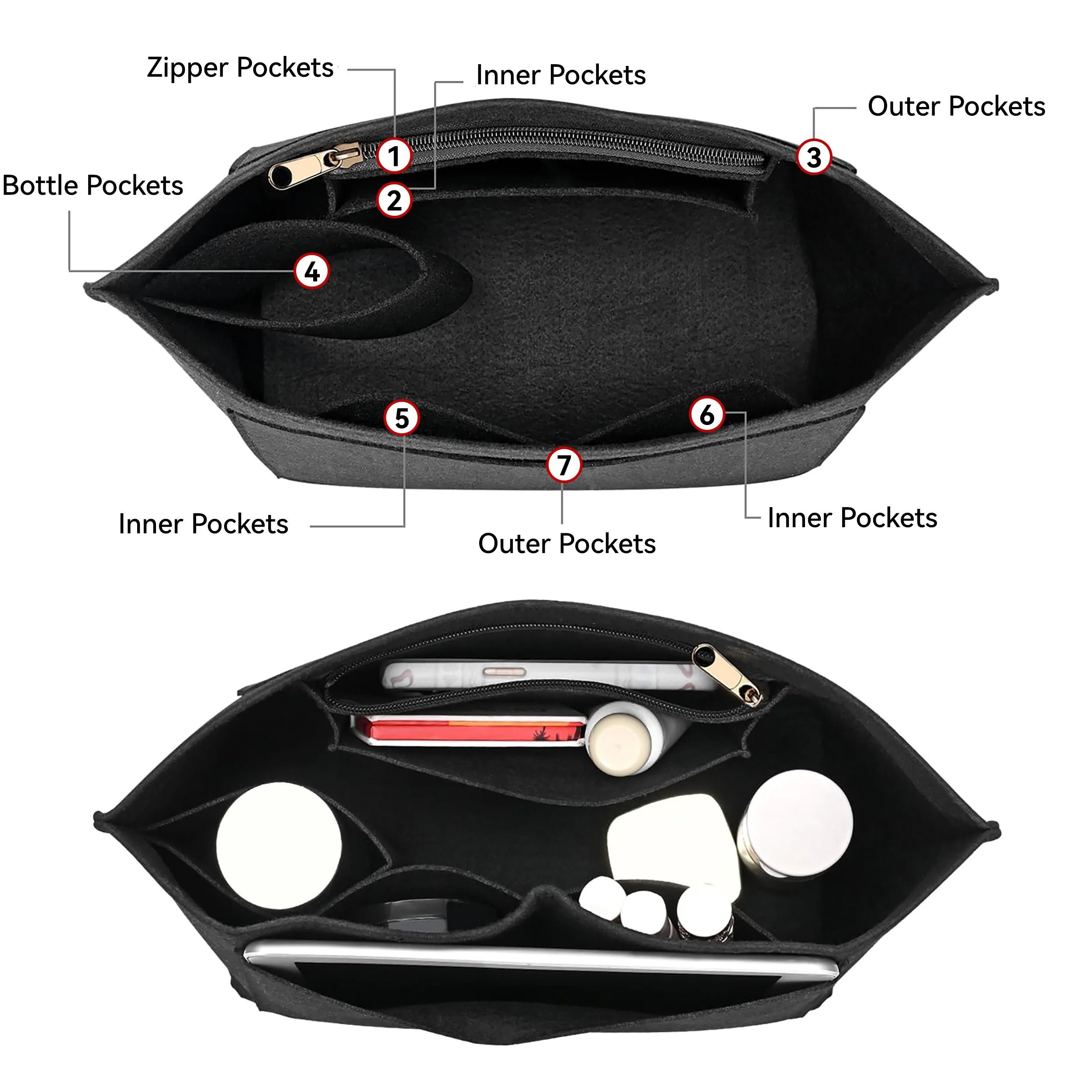 Felt Insert Purse Organizer for Longchamp and Tote Bags