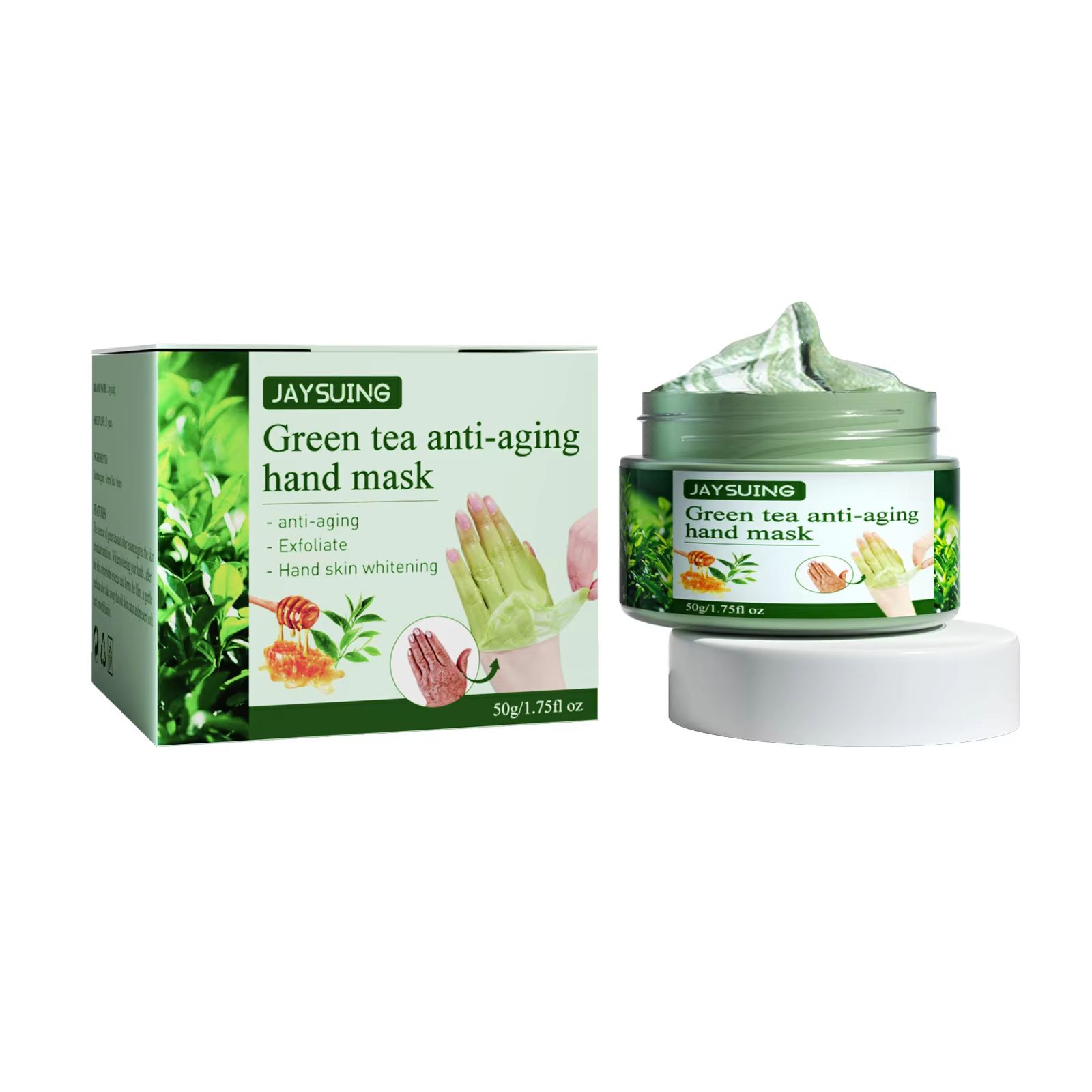 Green Tea Hand Mask for Deep Moisture, Smoother Texture, and Softer Looking Hands 1.76oz