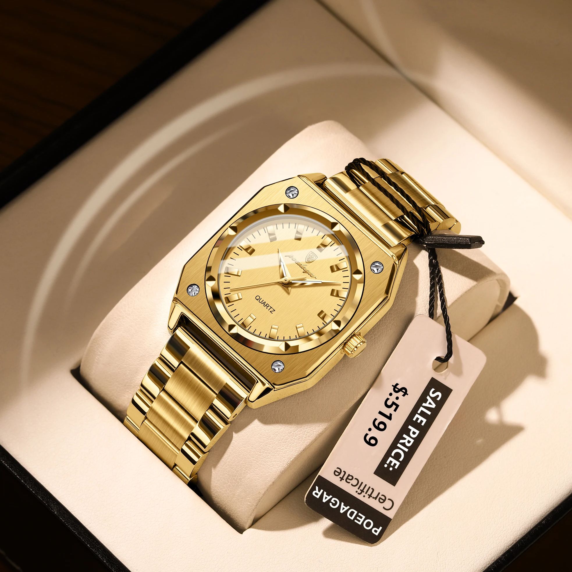 Stainless Steel Quartz Women's Watches, Luxury Elegant Square Ladies Watch, Waterproof Luminous Watch for Woman