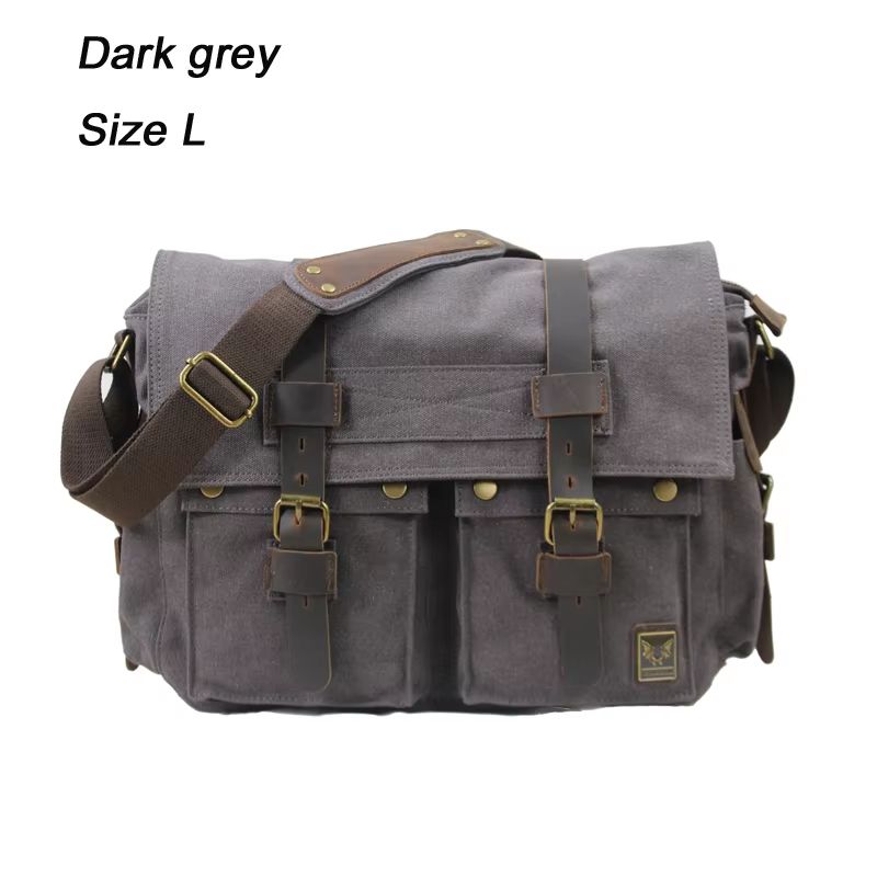 I AM LEGEND Canvas and Genuine Leather Men's Messenger Bag