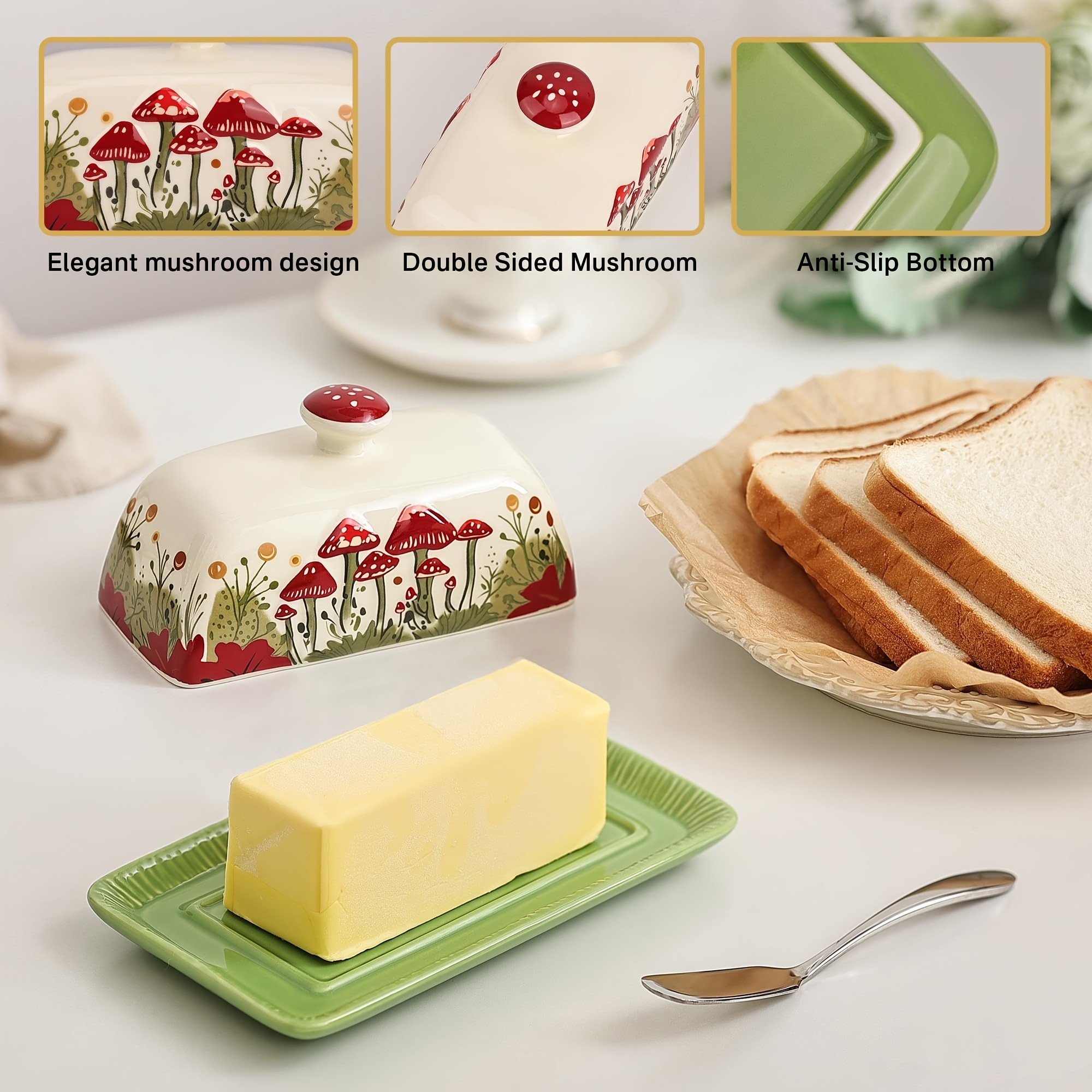 Premium Ceramic Butter Dish with Lid Dishwasher, Microwave, Oven Freezer Safe Butter Keeper