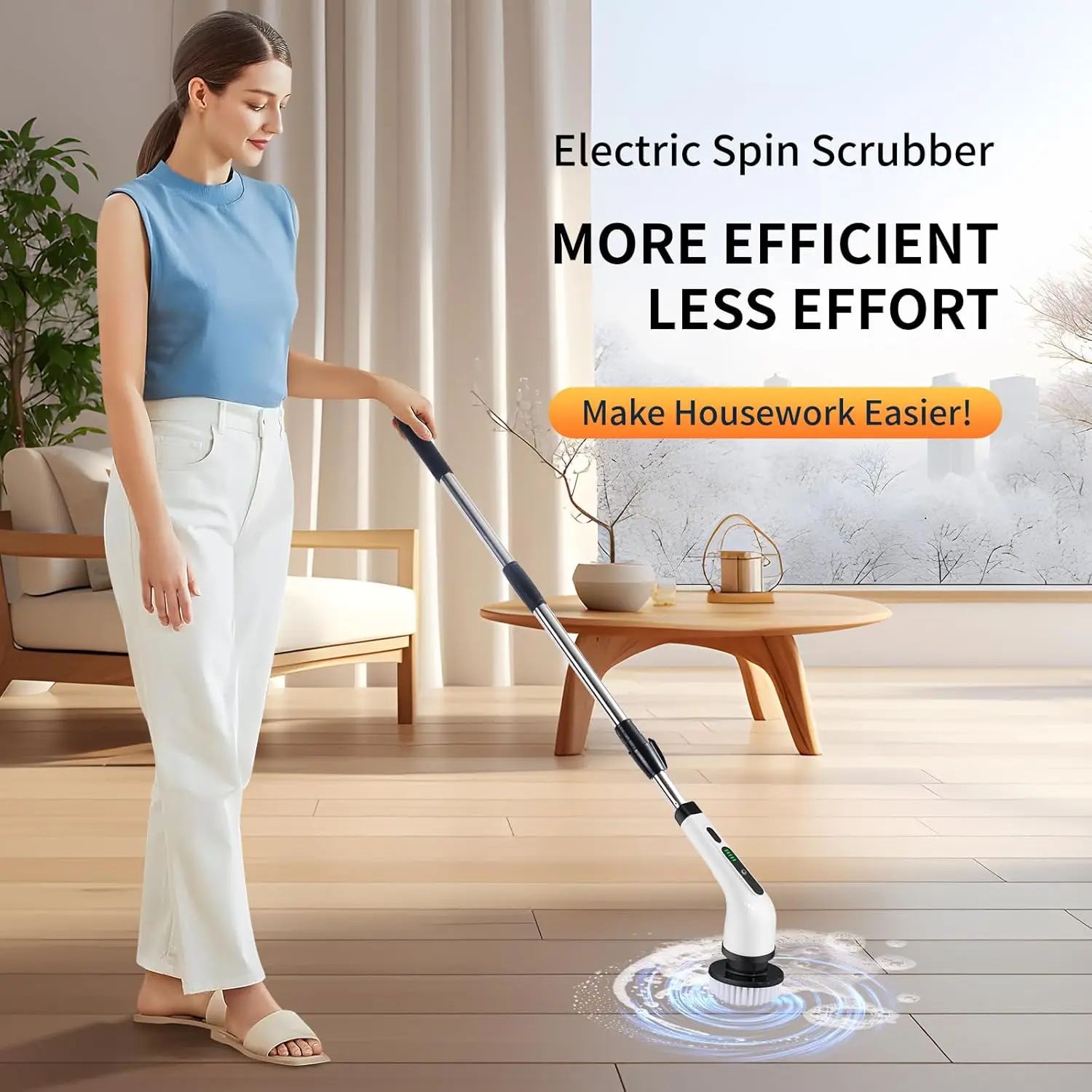2025 Electric Rotating Floor Scrubber Brush – Rechargeable Power Shower & Tile Cleaner with 9 Heads, Dual Speed