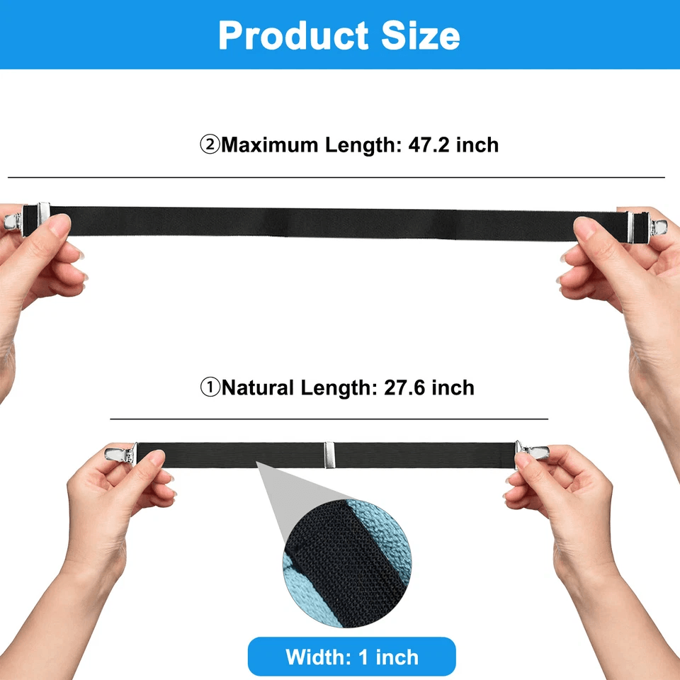 Adjustable Bed Fitted Sheet Straps Suspenders Belt with Gripper Fastener Clips, Heavy-Duty Elastic Mattress Holders