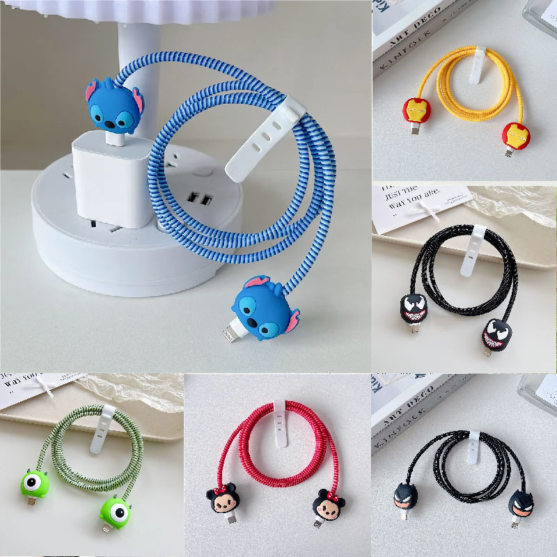 Cartoon Charger Cable Protector for iPhone Charger Protection, Stitch Data Line Winder