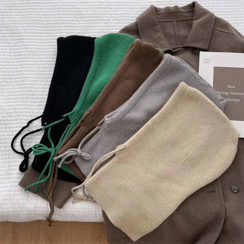 Winter Balaclava Hats Women, Knitted Hooded Caps Korean Style One-Piece Outdoor Neck Collar Beanies Cap