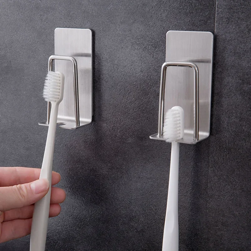 Stainless Steel Toothbrush Holder, Bathroom Accessories Set, Wall Mount Tooth Brush Storage Rack, Shaver Cup Organiser