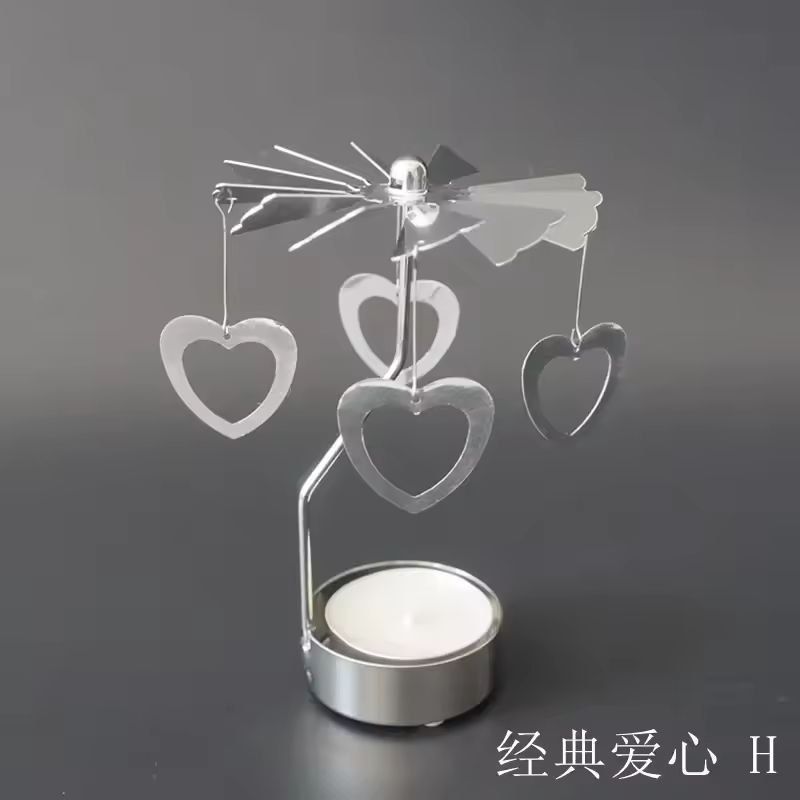 Rotating Metal Carousel Tea-Light Candle Holder - Festive Spinning Xmas Centerpiece