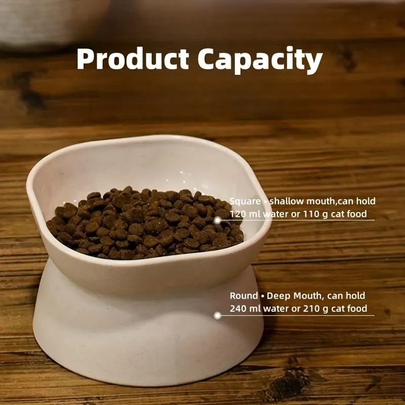 Classic Neck Protection Cat Bowl  Anti-Rollover, High-Foot, Large Opening Plastic Pet Dish