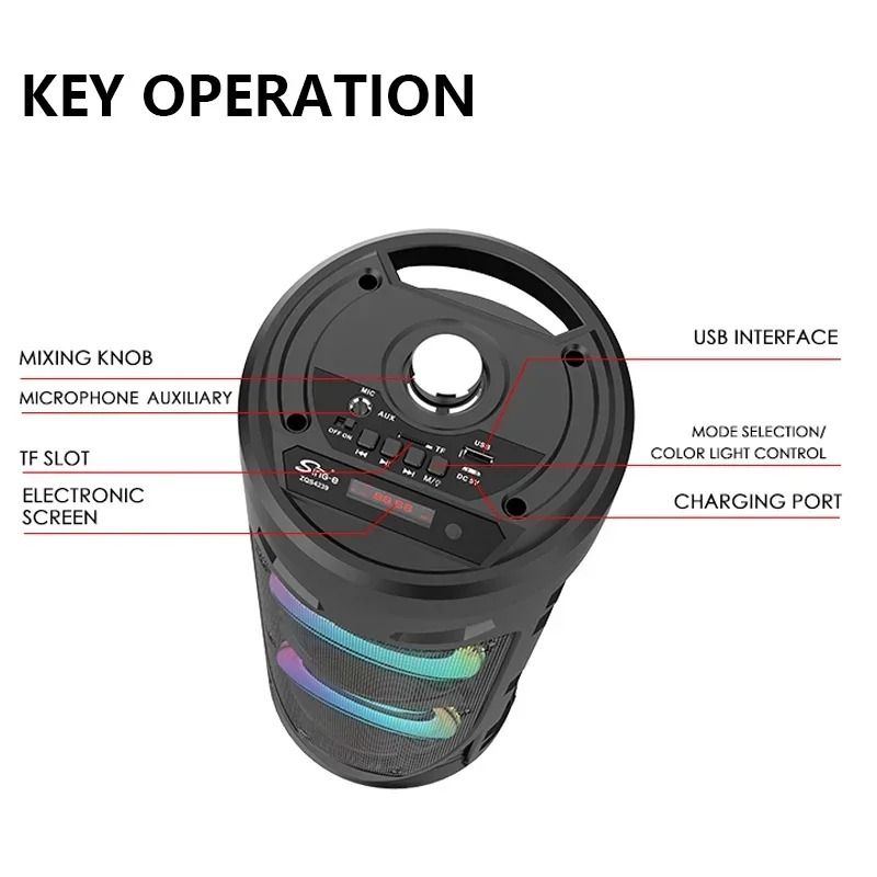 30W Wireless Column Party Bluetooth Speaker Big Bass Karaoke USB Microphone