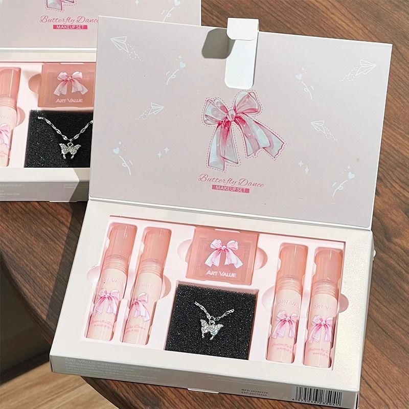 Butterfly Dance Lip Glaze and Blush Gift Set with Necklace
