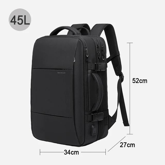 BANGE Expandable Men Backpack Waterproof 17.3 in Laptop Travel Bag