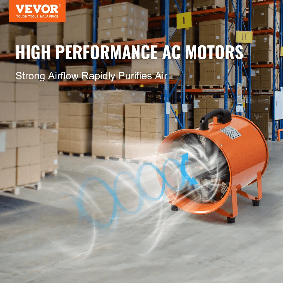 Portable Extractor Fan Blower, Ventilator with Duct Hose, Industrial Air Mover for Workshops & Ventilation