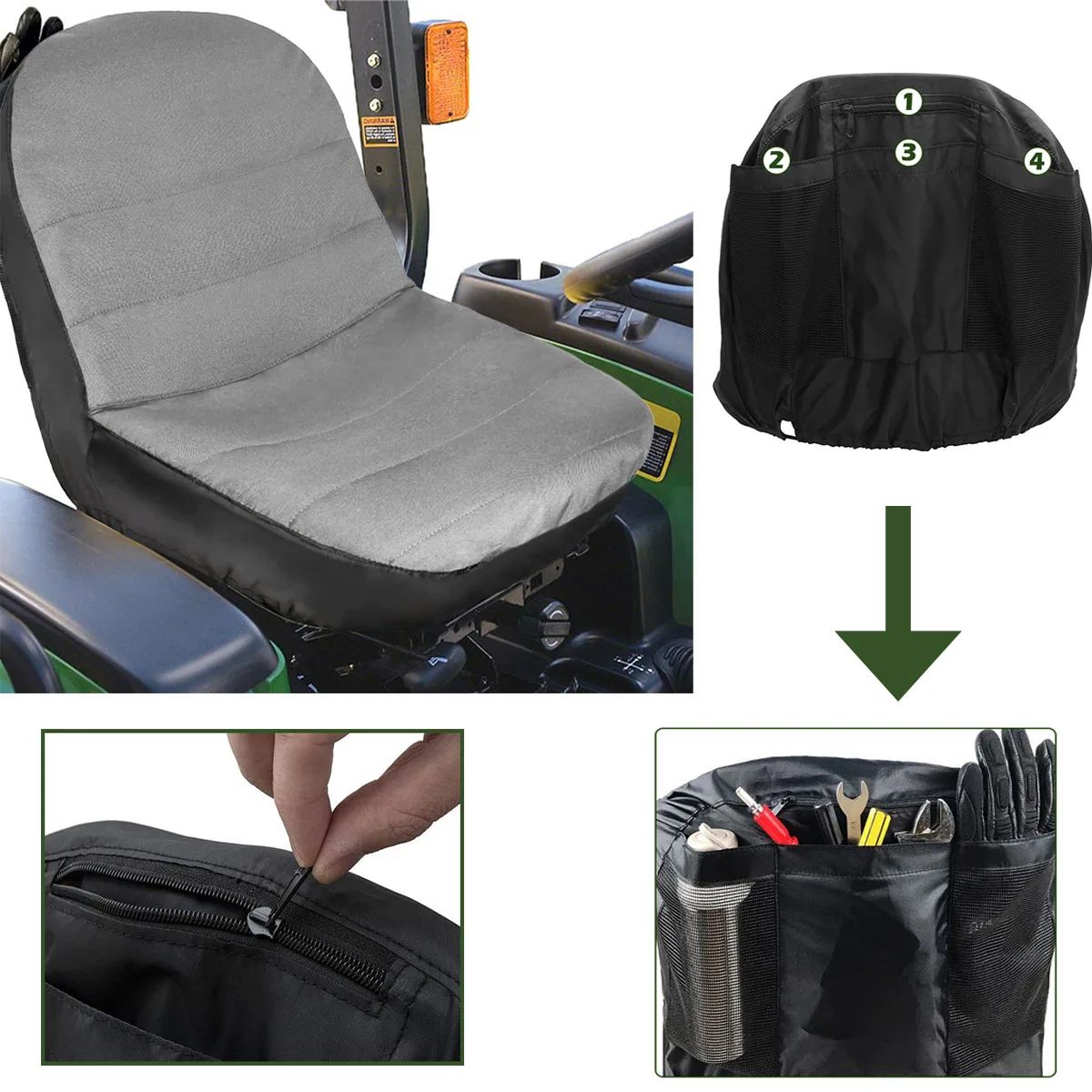 Waterproof Tractor Seat Cover for Riding Mower and Forklift Protection