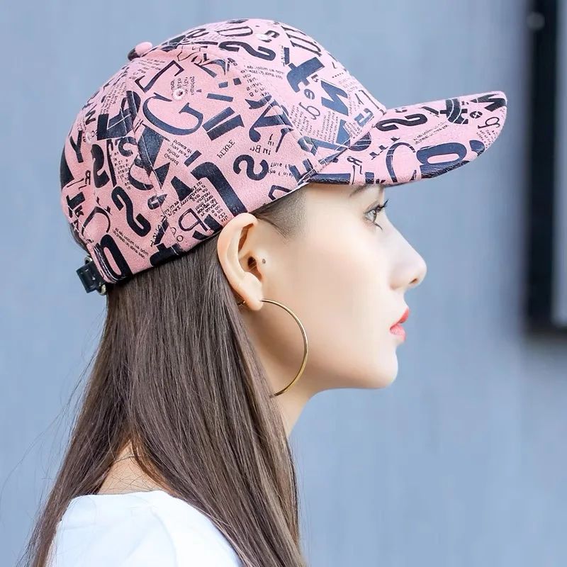 Kpop Graffiti Letter Vegan Leather Baseball Cap