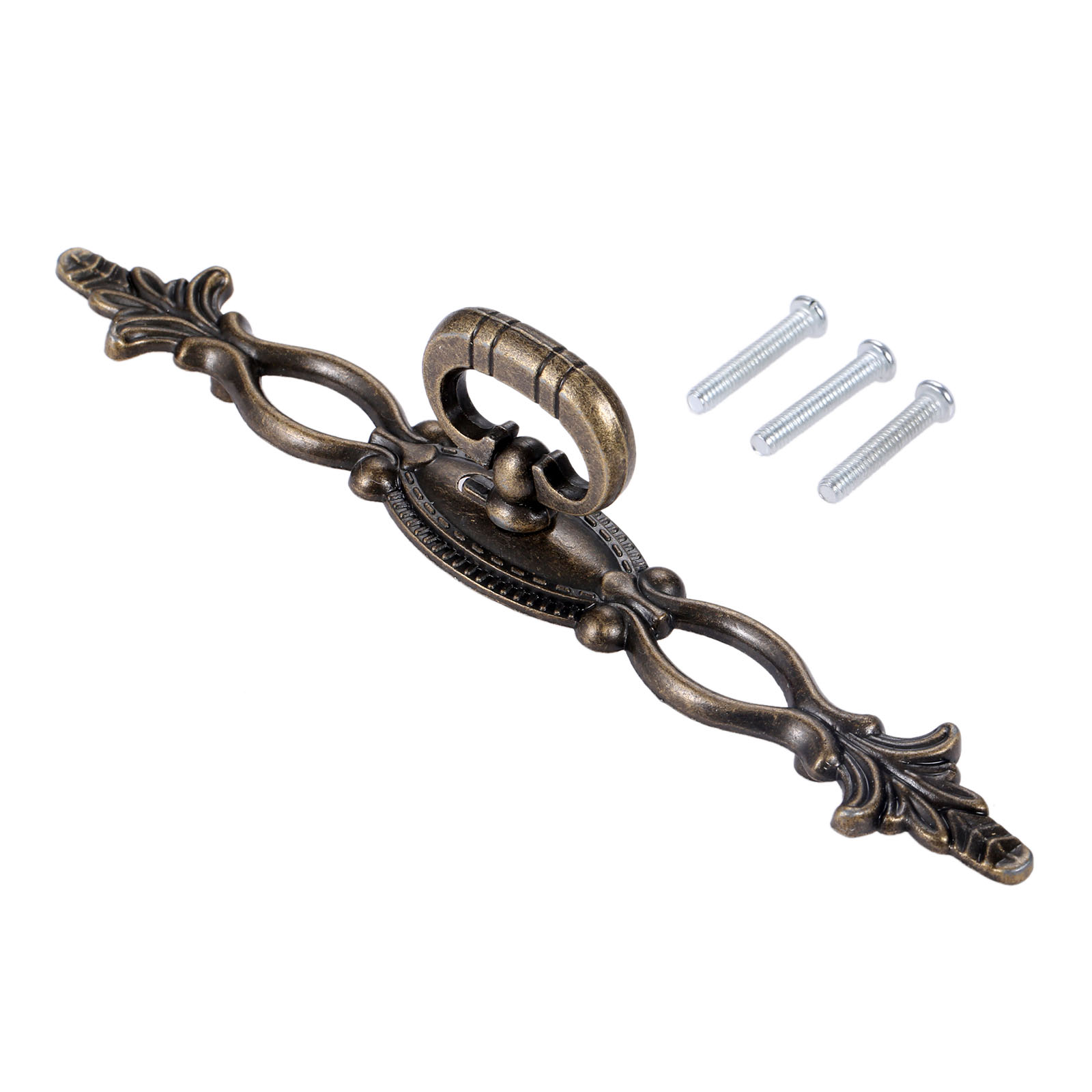 Vintage Antique Bronze Flower Ring Cabinet Knob Decorative Drawer Pull Handle
