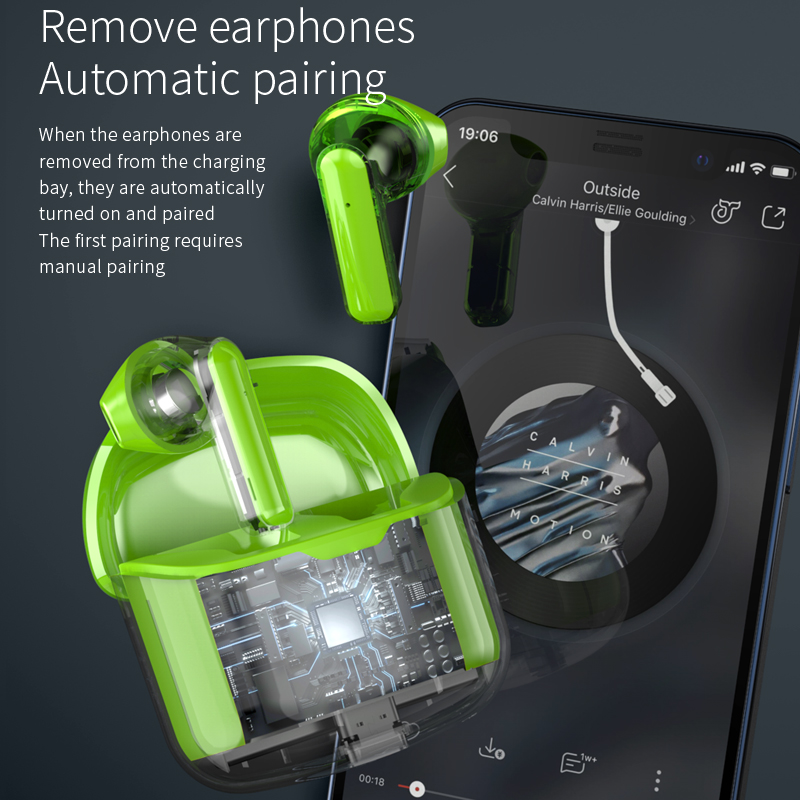 Transparent TWS Wireless Bluetooth Earbuds with Touch Control and HD Audio