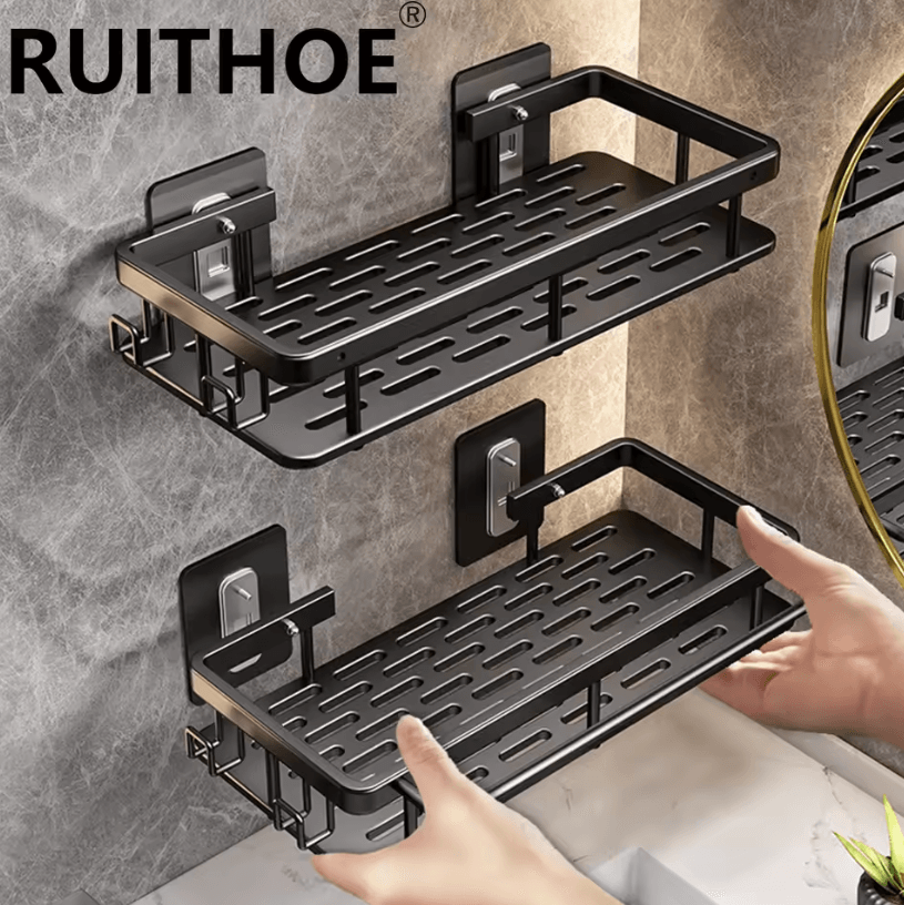 Stainless Steel Shower Rack – Anti Rust Bathroom Storage Shelf with Strong Suction Cups