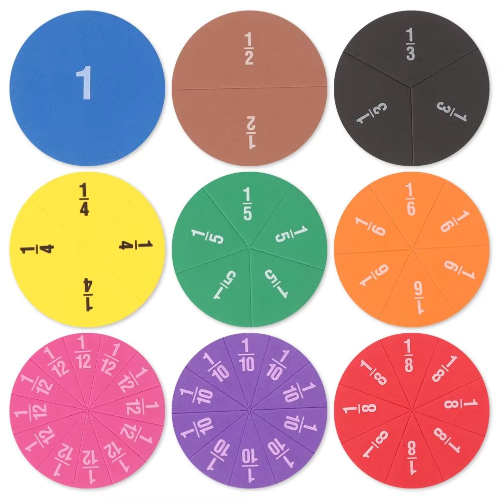 51 Piece EVA Fraction Circles Set Montessori Math Learning Manipulatives for Classroom Teaching