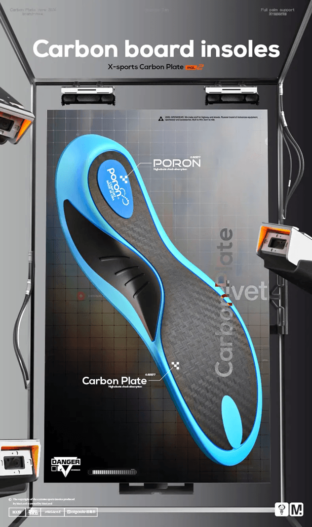 Carbon Plate Basketball Insoles with Arch Support and High Rebound Cushioning