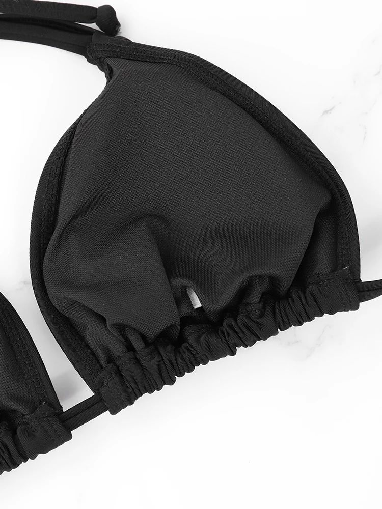 Solid Halter Bareback Bikini Top