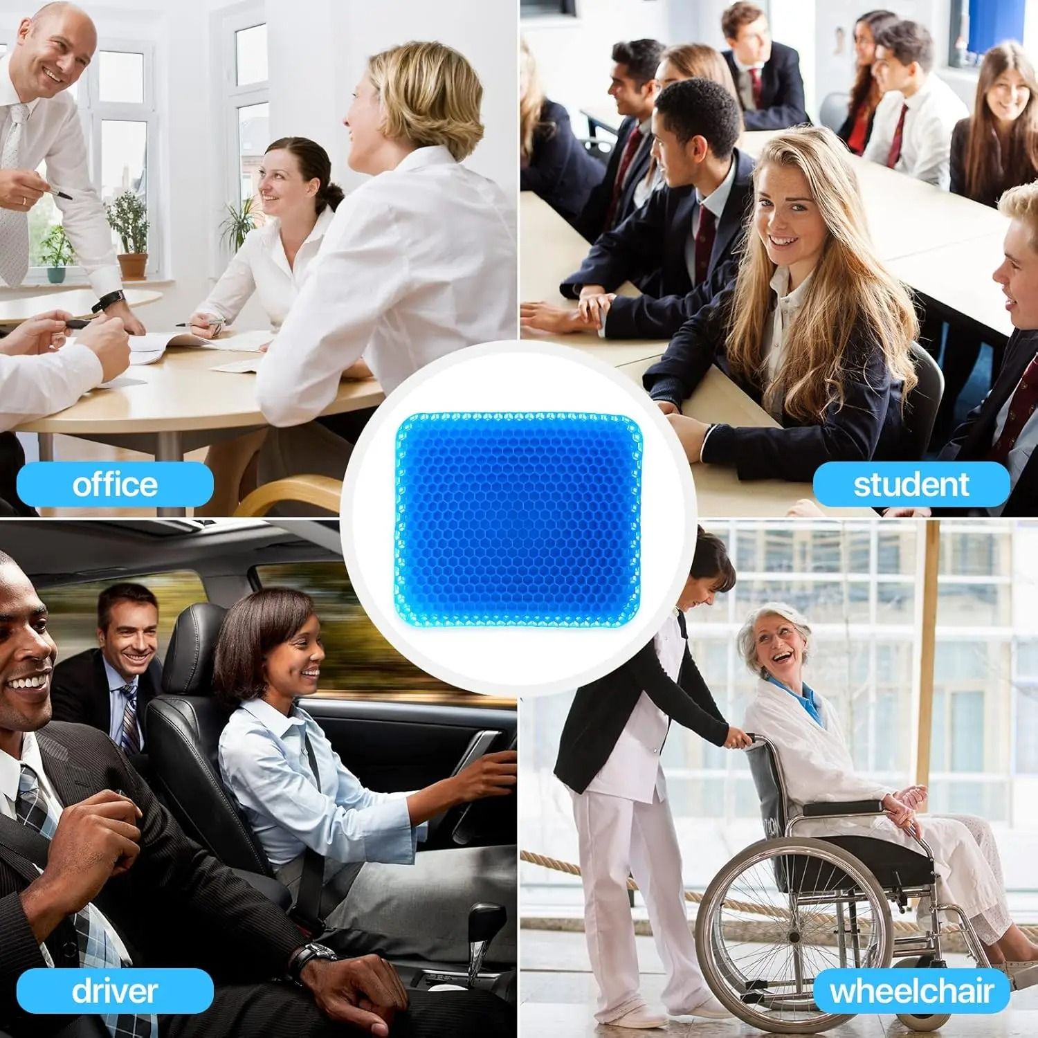 Hyper-Elastic Honeycomb Cooling Gel Seat Cushion