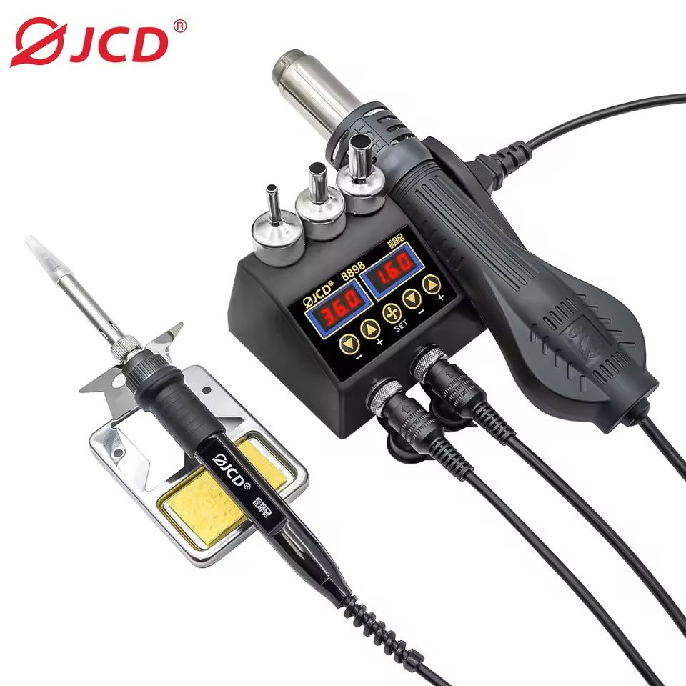 High-Power 2-in-1 Soldering Station with Hot Air Gun and Adjustable Temperature