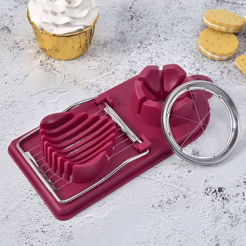 2-in-1 Multifunctional Egg Cutter with Stainless Steel Wire and PP Base