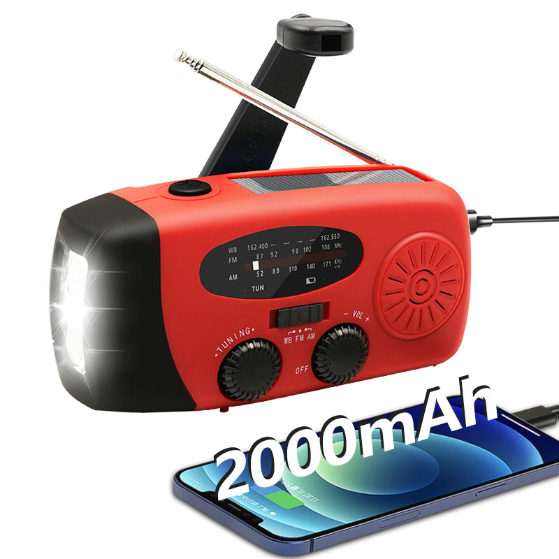Solar Hand Crank Emergency Radio with NOAA Weather Alert USB Charger Flashlight