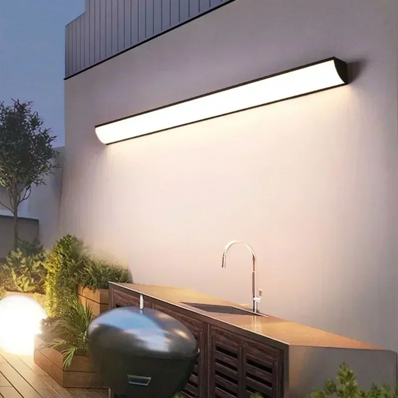 Minimalist Long Strip Outdoor Wall Light with Motion Sensor – Waterproof LED Garden Sconce