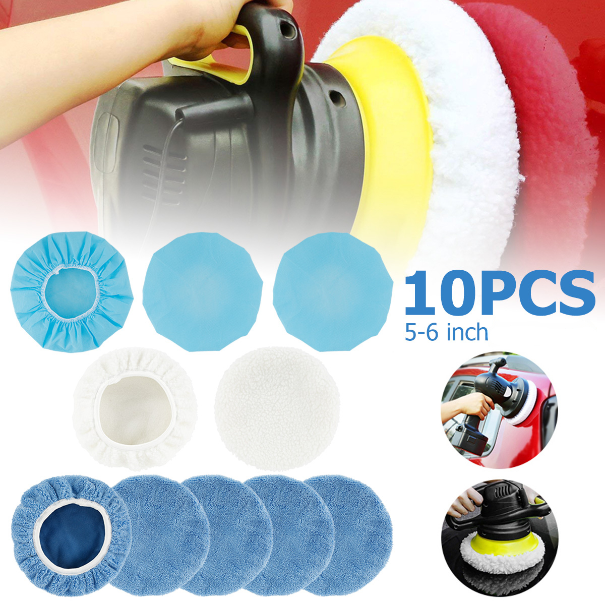 Elastic Adjustable Polishing Pads, Anti-slip Car Wax Bonnet, Buffer Detail Clean Accessories