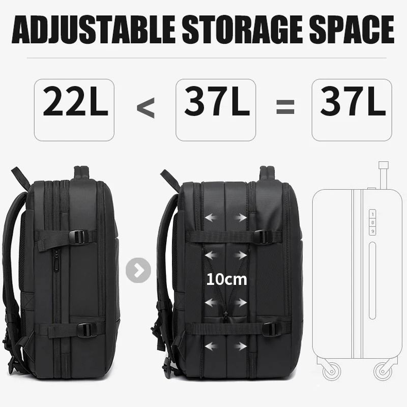 BANGE Expandable Men Backpack Waterproof 17.3 in Laptop Travel Bag