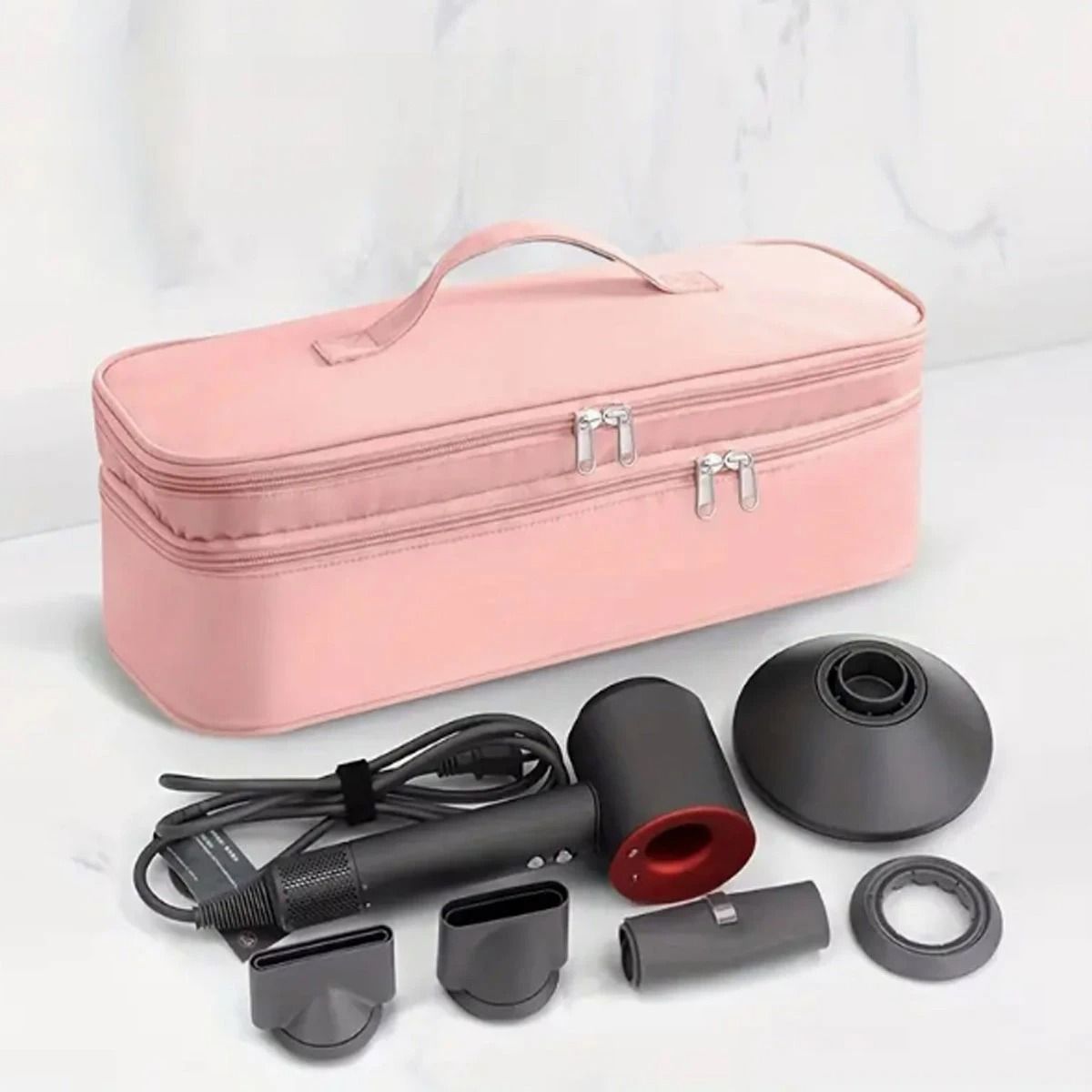 Portable Double-Layer Hair Dryer and Curling Iron Storage Bag