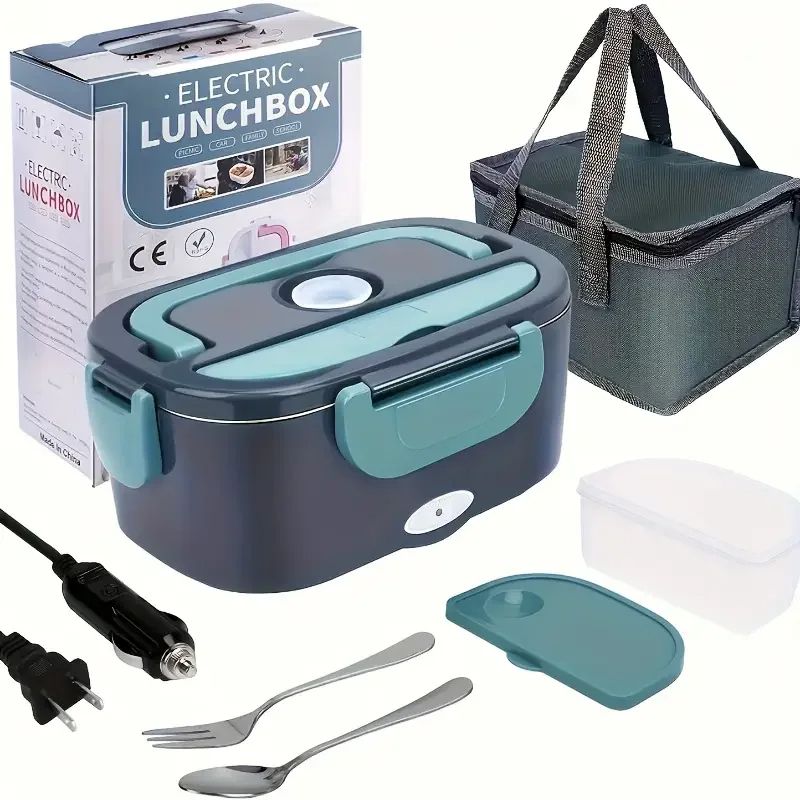 Portable Electric Lunch Box 1.5L 60W, HOMEFISH Food Warmer with Leak-Proof 304 Stainless Steel Liner for Car & Home Use