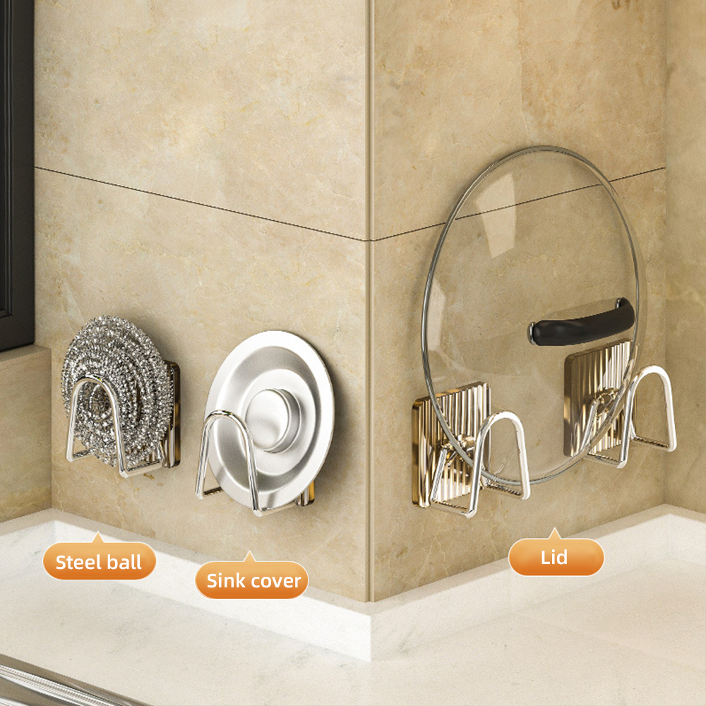 Self Adhesive Sponges Holder, Stainless Steel Sink Storage, Drain Drying Rack