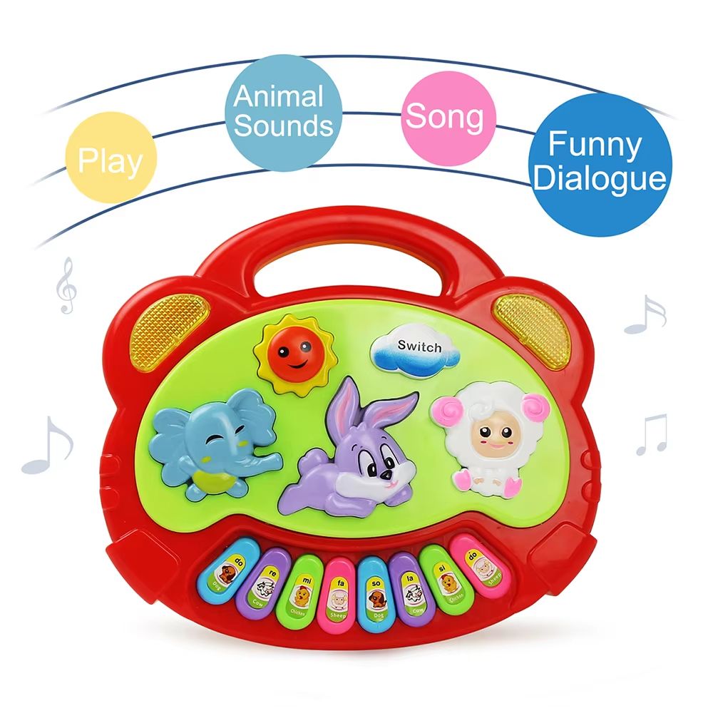 Kids Cartoon Piano Keyboard Game – Animal Sounds Flashing Lights Educational Instrument Toy