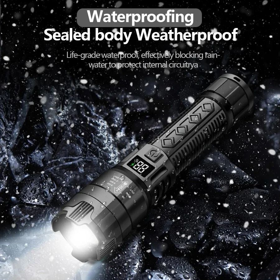 High Power Rechargeable LED Flashlight with Built-in Battery