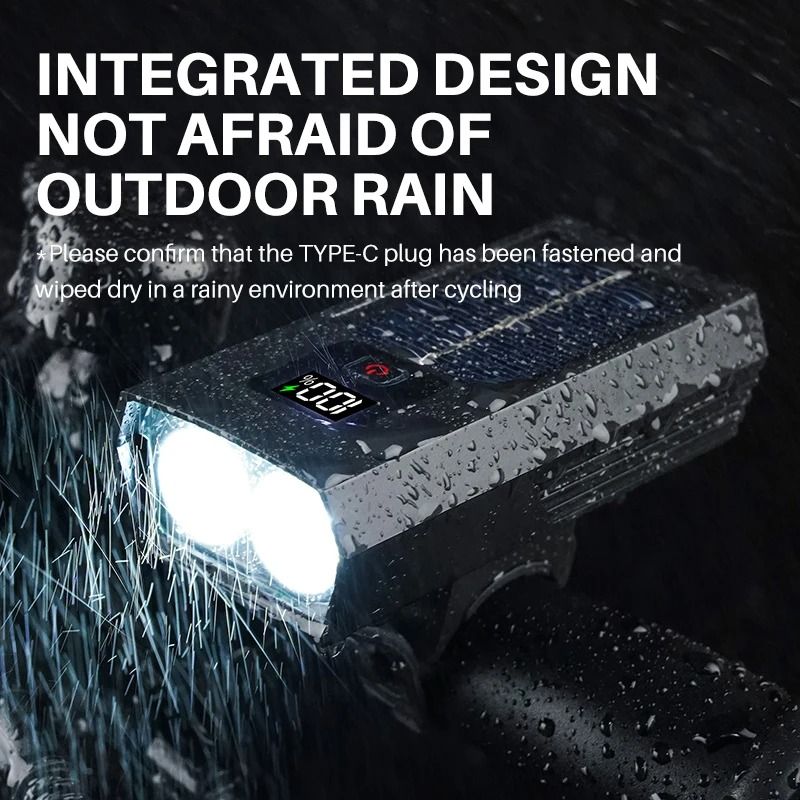 Multi Function Bicycle Headlight with Solar Charging and Digital Display
