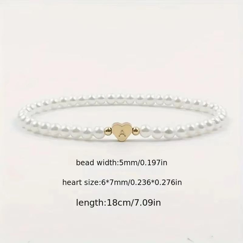 Personalized Initial Pearl Bracelet for Women – Elegant A–Z Letter Charm Link Bracelet Jewelry Gift