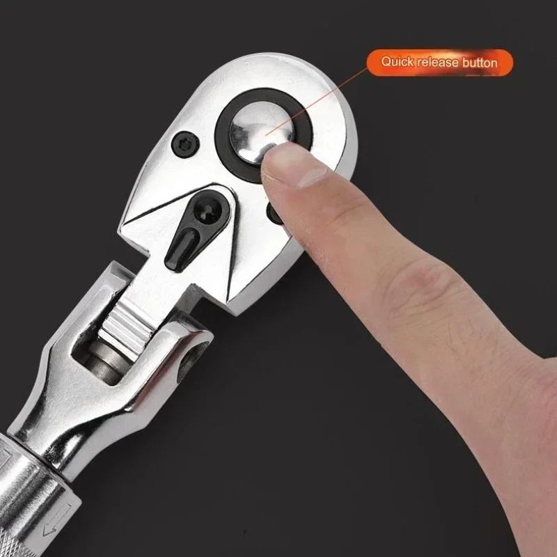 72 Tooth Carbon Steel Retractable Ratchet Wrench with Quick Release