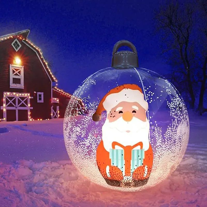 60cm Giant Inflatable Christmas Ball Outdoor Yard Ornament Weatherproof PVC Holiday Decor