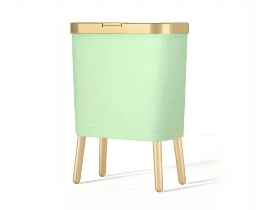 15L Large Square Plastic Trash Can with Odor Sealing Lid and Elevated Legs