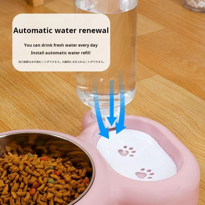 Double Cat Bowl Set with Automatic Water Dispenser