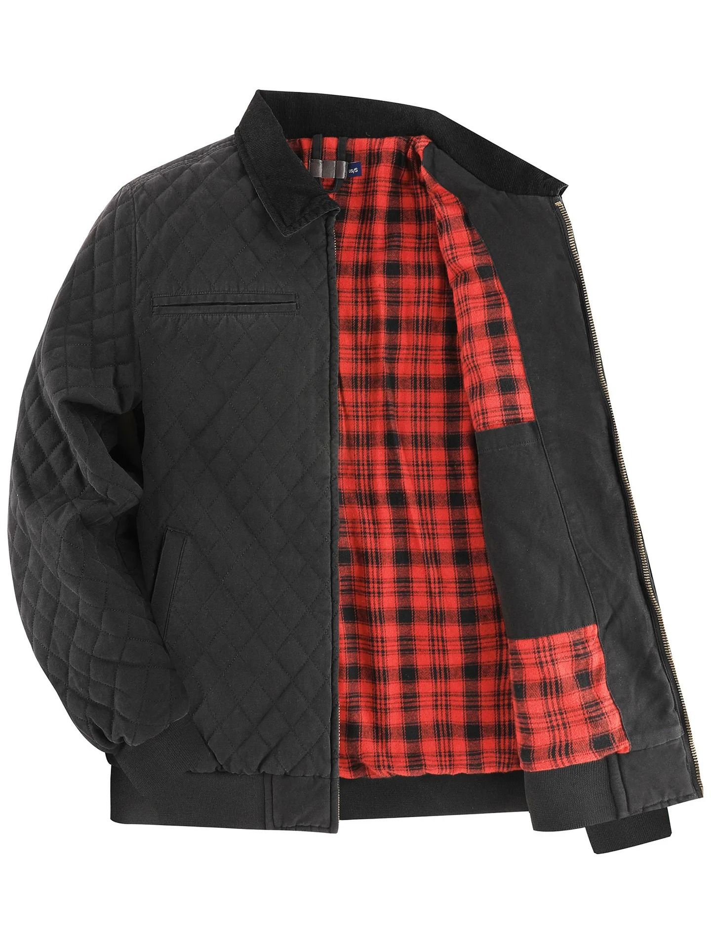 Men Winter Thick Cotton Zip Jacket with Warm Flannel Lining