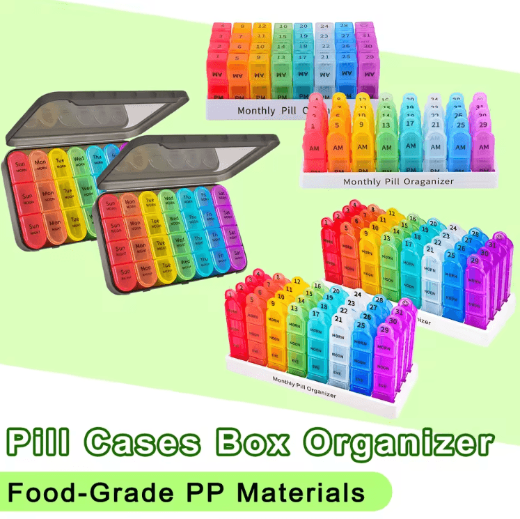 Portable Weekly/Monthly Pill Organizer – Travel-Friendly Medication Storage Case