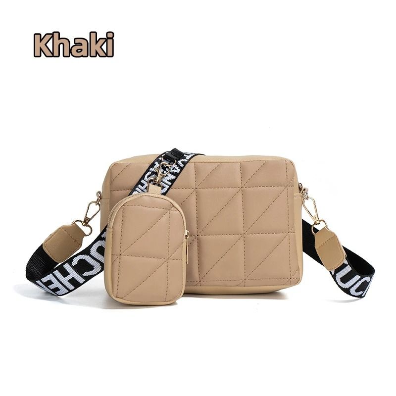Fashionable Diamond-Patterned Mobile Phone Bag Two-Piece Set
